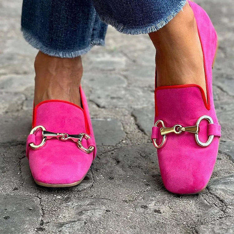 Women's Neon Fluorescent Loafer with Sleek Metal Detail
