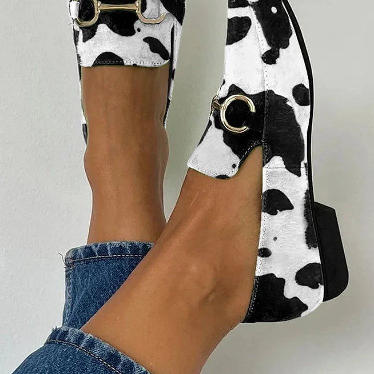 Women's Printed Buckle-Detail Loafers
