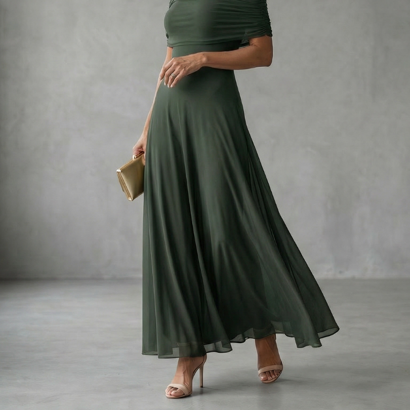 June | Off Shoulder Draped Midi Dress