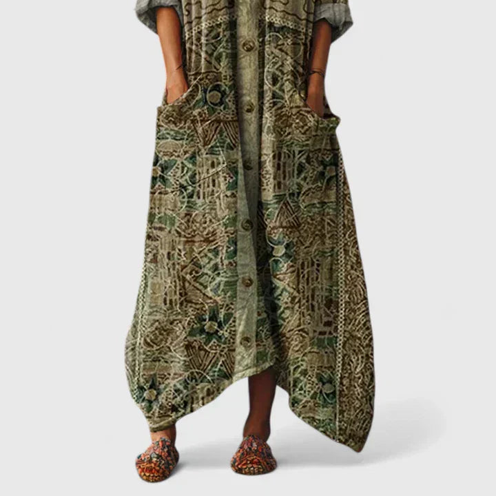 Elodie Embroidered Relaxed-Fit Midi Dress