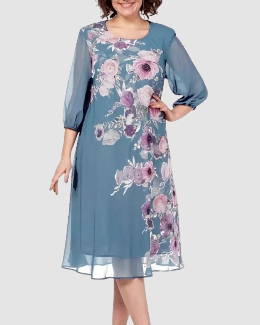 Allison Floral Elegance Dress Red | Cow Clothing
