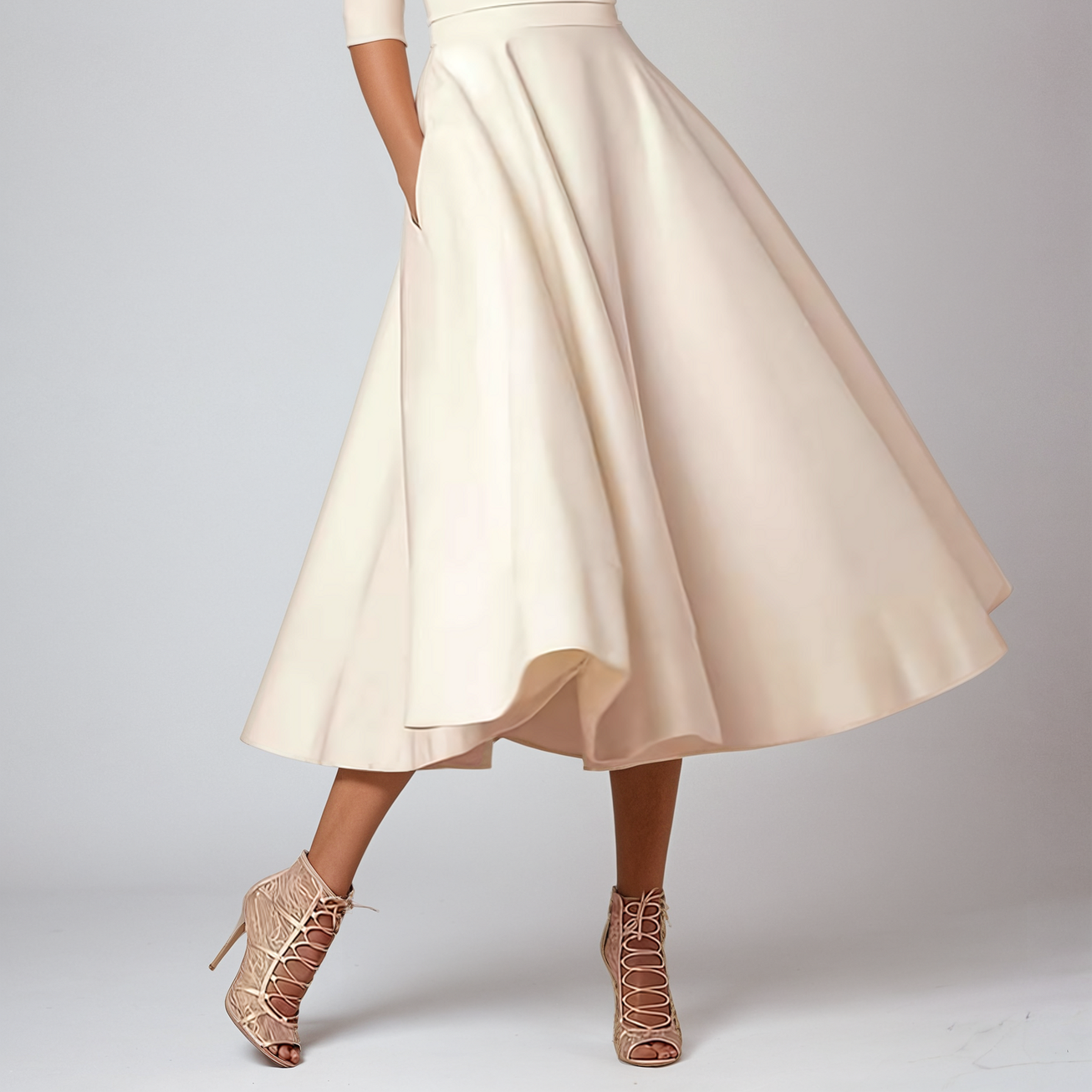 Women's Flared Midi Dress for Wedding Guests - Elegant & Flattering