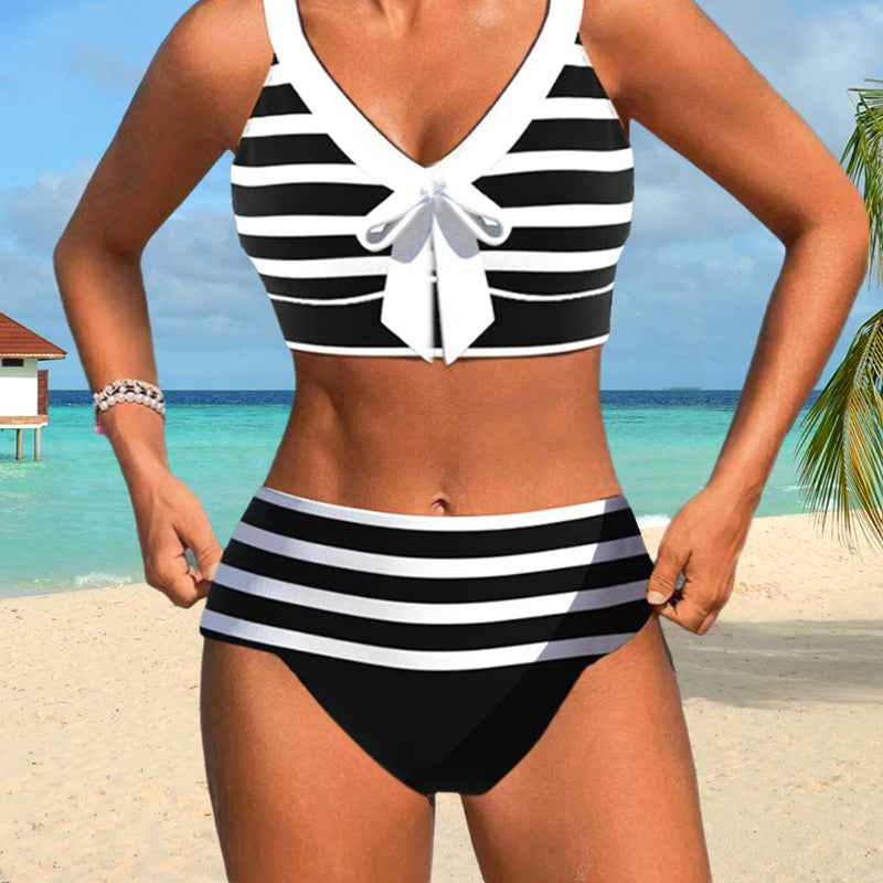 Muse® | Gestreifter Bikini mit hohem Bund