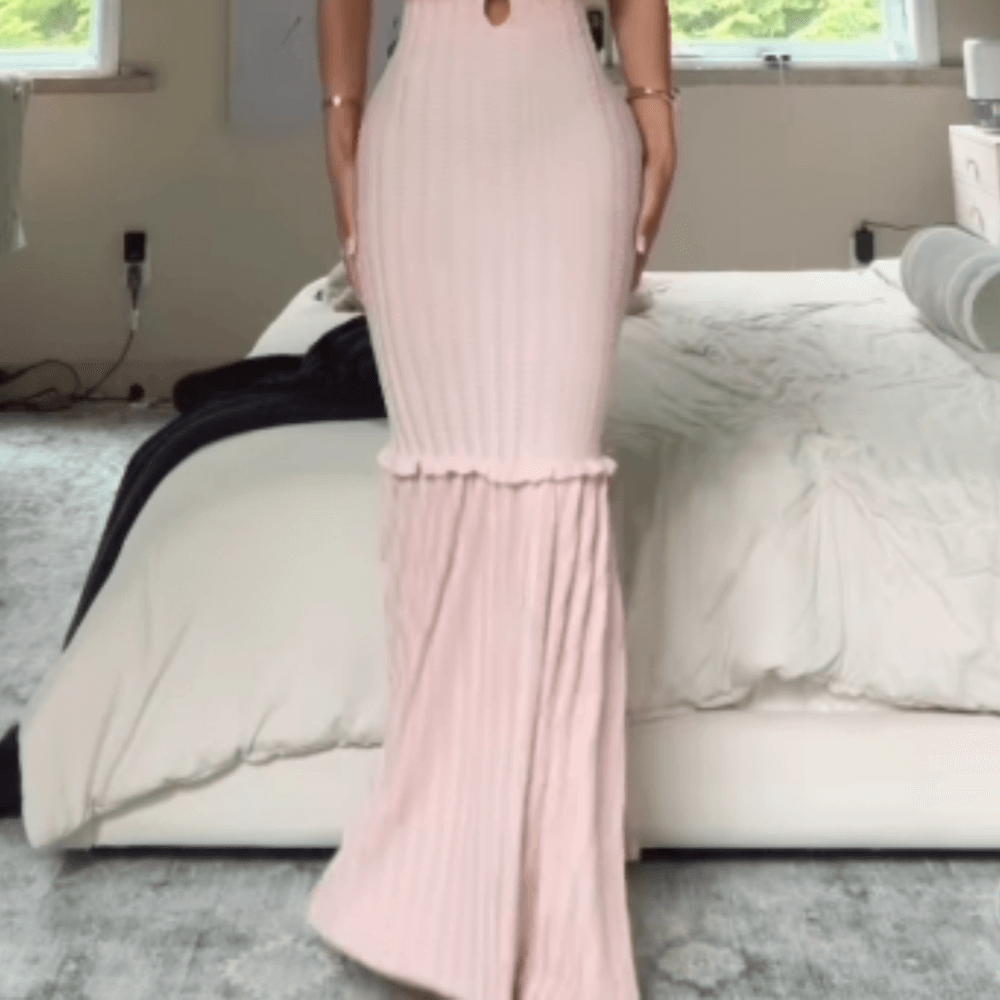 Women's Dress with Ruffle Details and Off-Shoulder Neckline