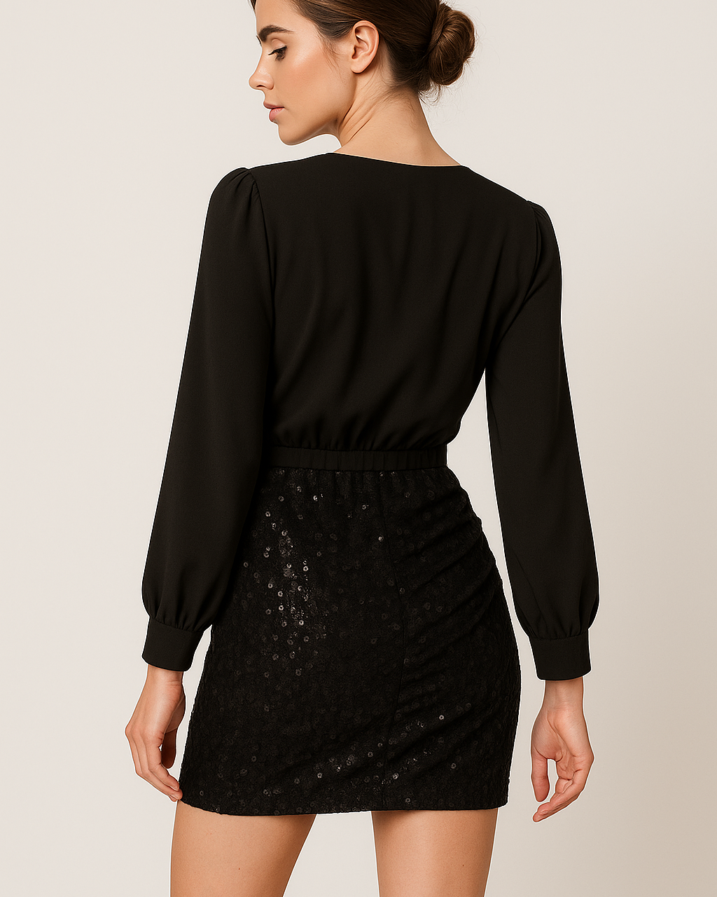Hollis | Sæt med wrap-bluse og pailletteret miniskørt - - Hollis | Sæt med wrap-bluse og pailletteret miniskørt- €25 - {{ product_tags }