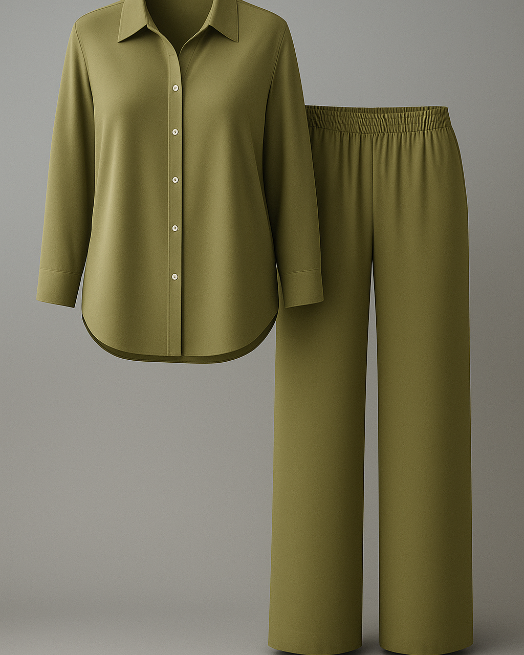 Claudia | Kvinders Elegant Sommersæt med Løs Pasform - Olivengrøn - Kvinders sæt - {{ product_tags }