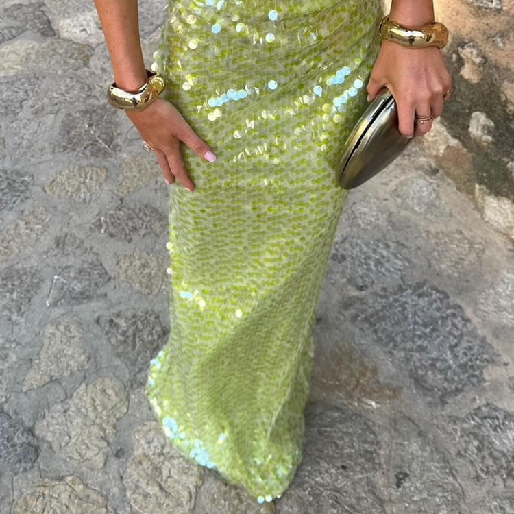 Women's Sparkling Summer Square-Collar Sequin Dress