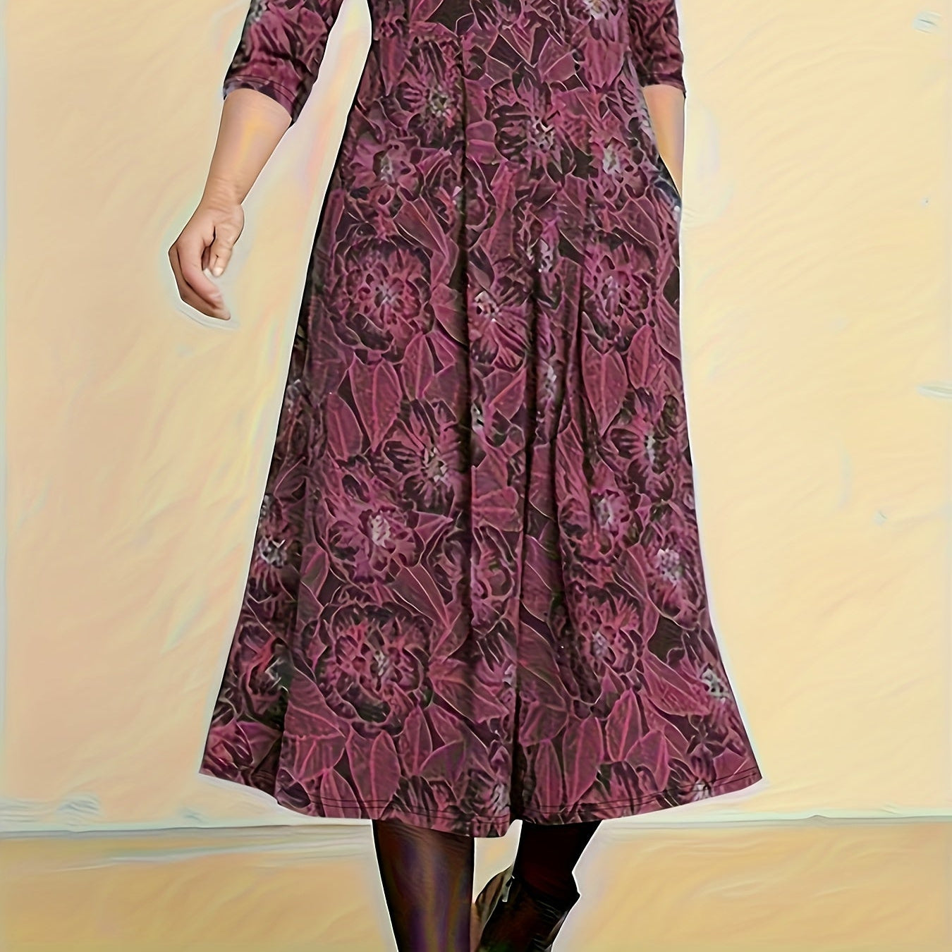 Women's Amelia Floral Dress - Elegant Bloom Print