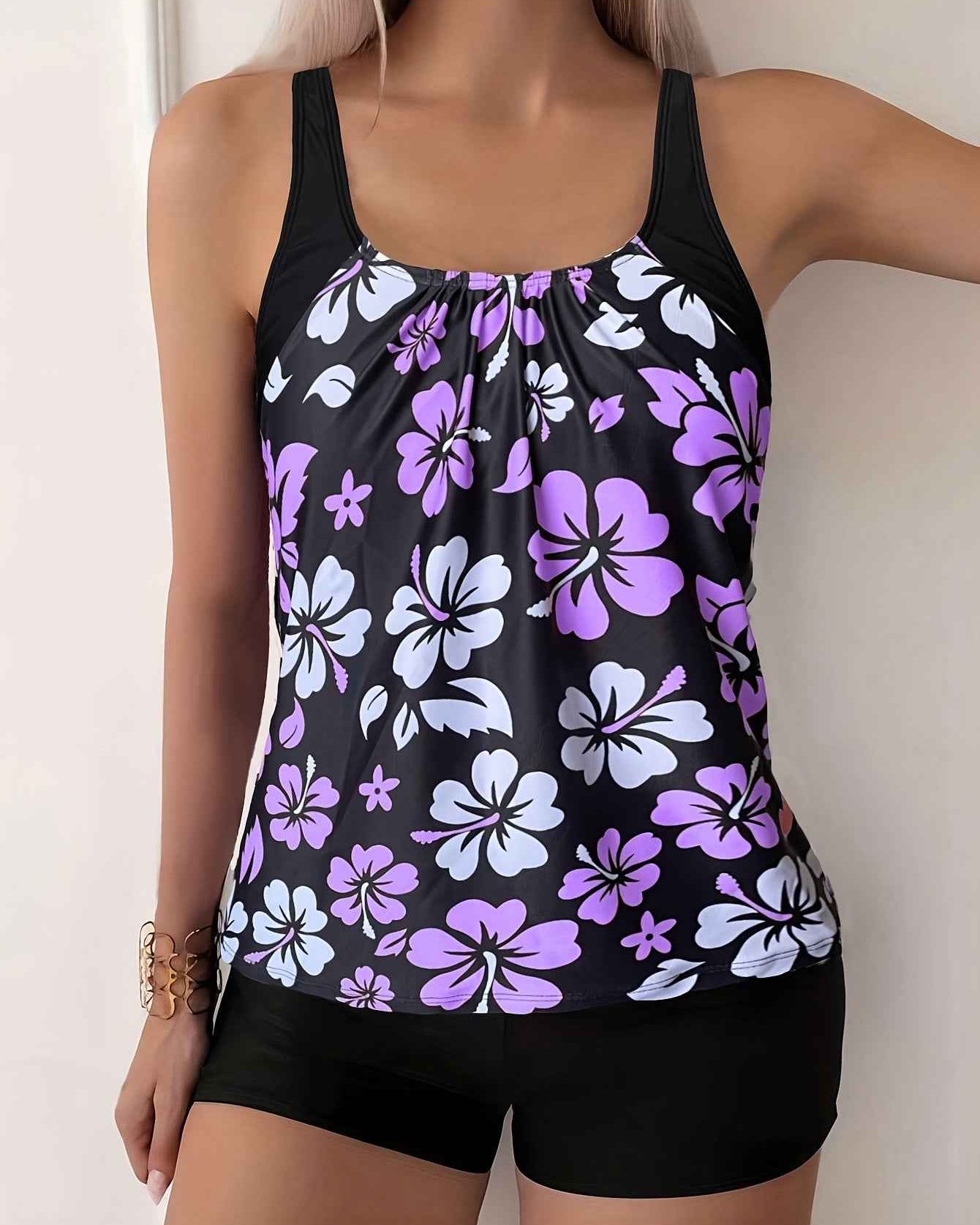Elena Tankini-Set mit Blumenmuster – Lebhafte, schmeichelhafte Strandbademode