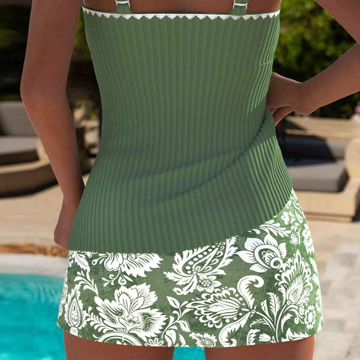 Tankini-Set mit Magnolienblatt-Print
