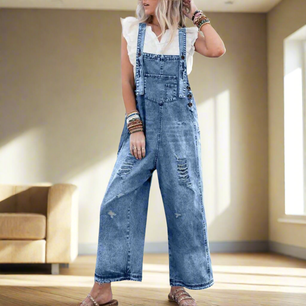Vintage Wash Adjustable Jumpsuit – Effortless Style & Flattering Fit