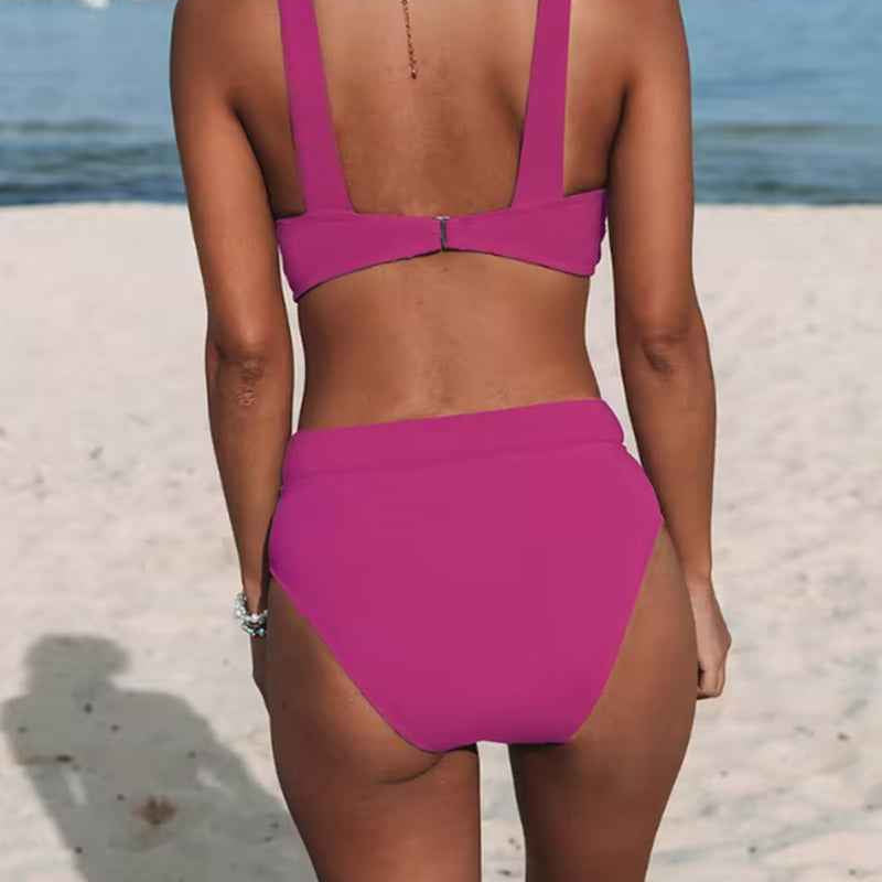 Hilde - Eleganter einfarbiger Badeanzug mit hohem Bund