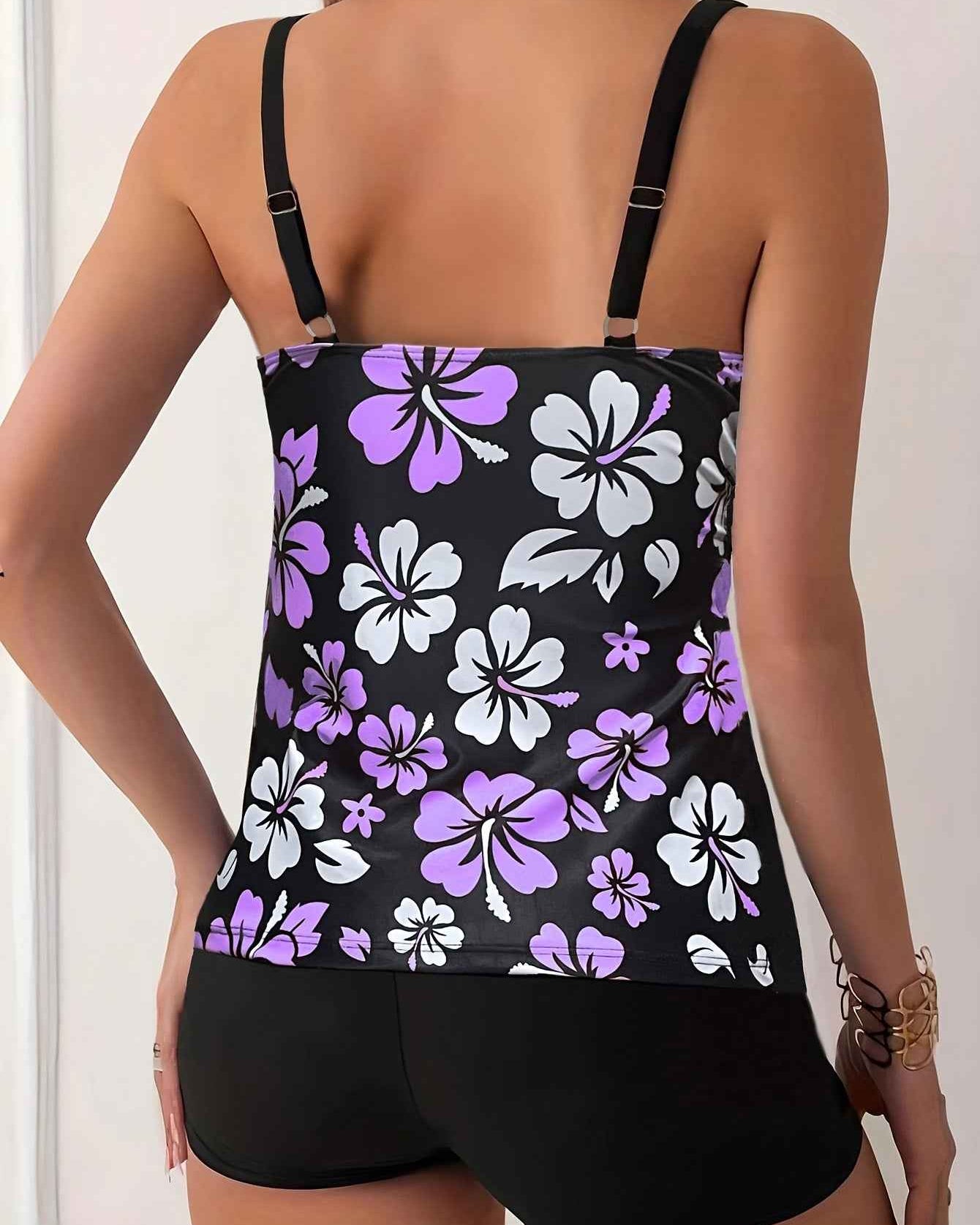 Elena Tankini-Set mit Blumenmuster – Lebhafte, schmeichelhafte Strandbademode