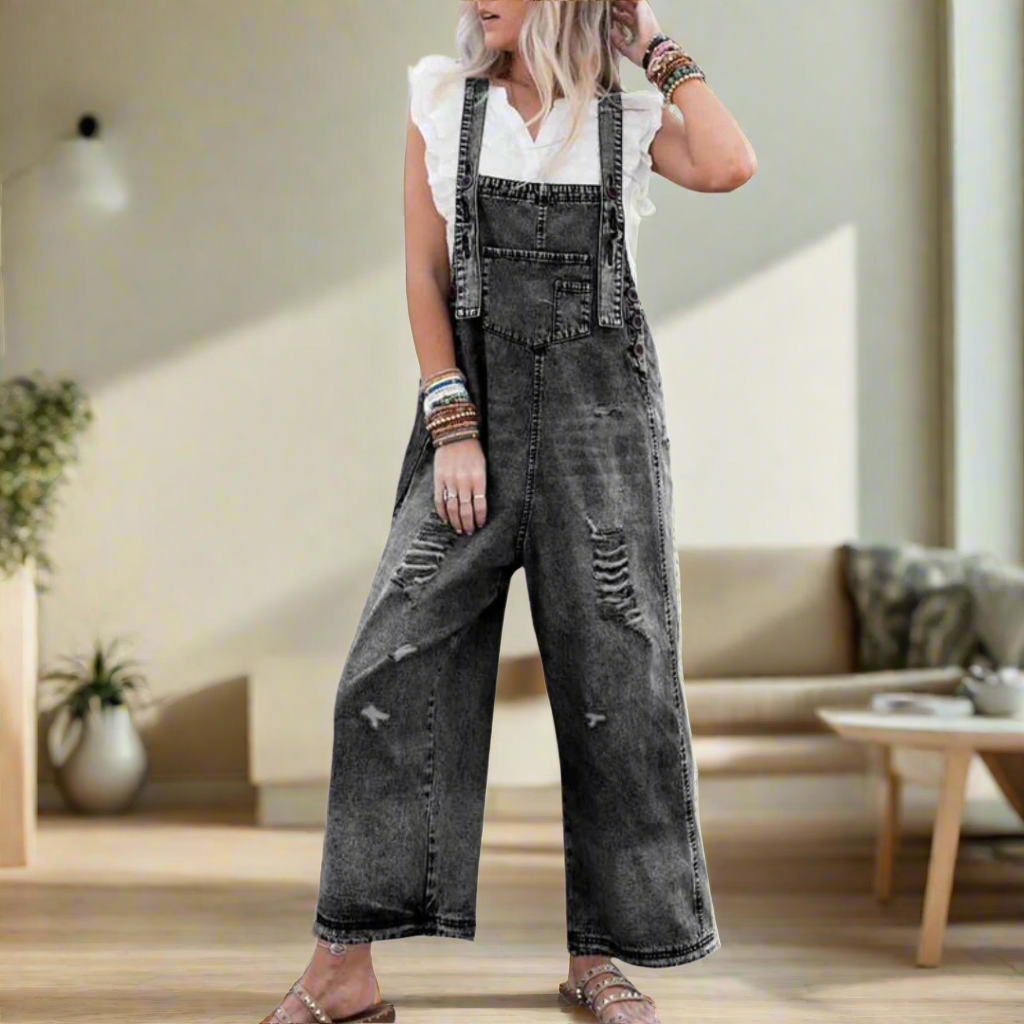 Vintage Wash Adjustable Jumpsuit – Effortless Style & Flattering Fit