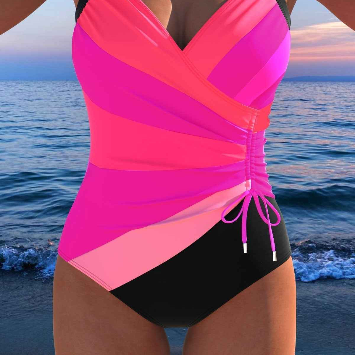 Luxus-Surplice-Badeanzug mit buntem Muster