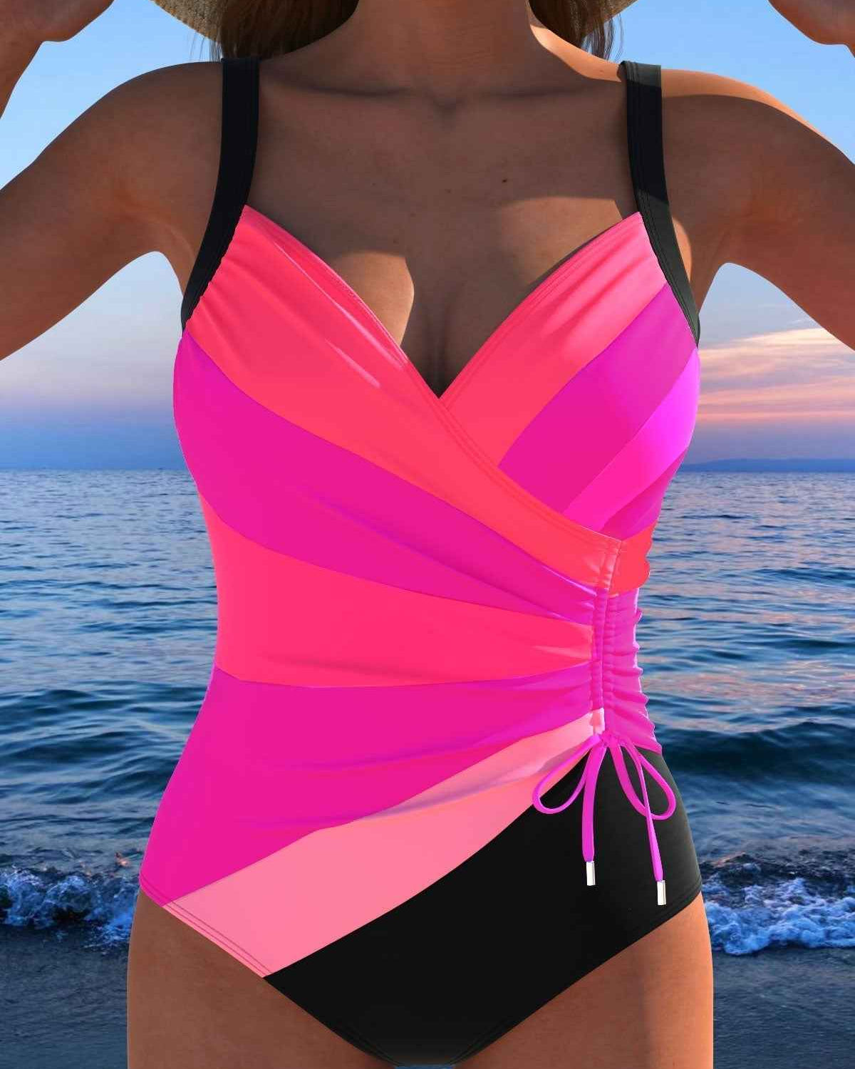 Luxus-Surplice-Badeanzug mit buntem Muster