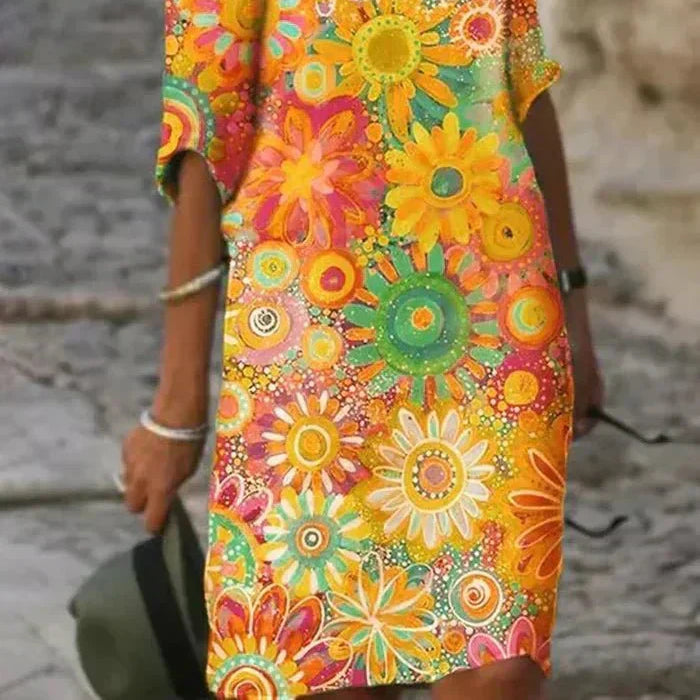 Women's Vivid Floral Midi Dress