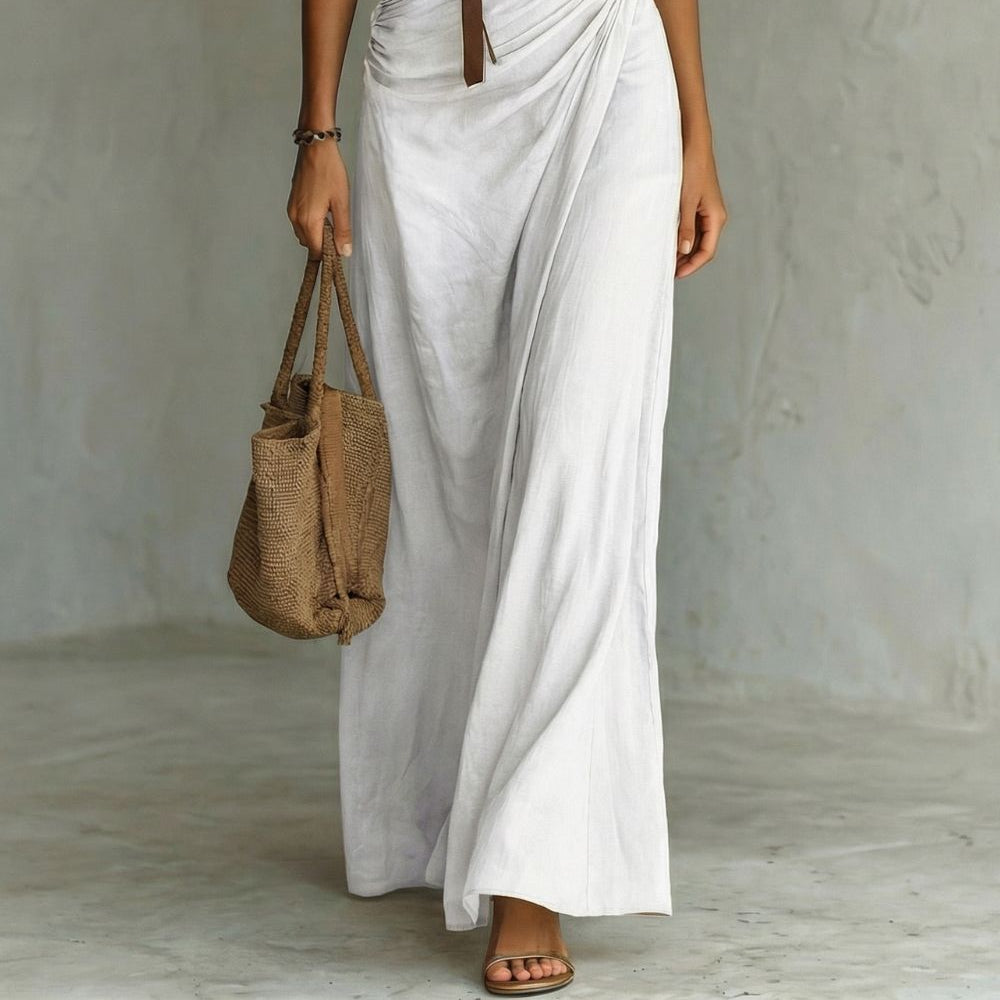 Azura Belted Button-Down Wrap Maxi Dress