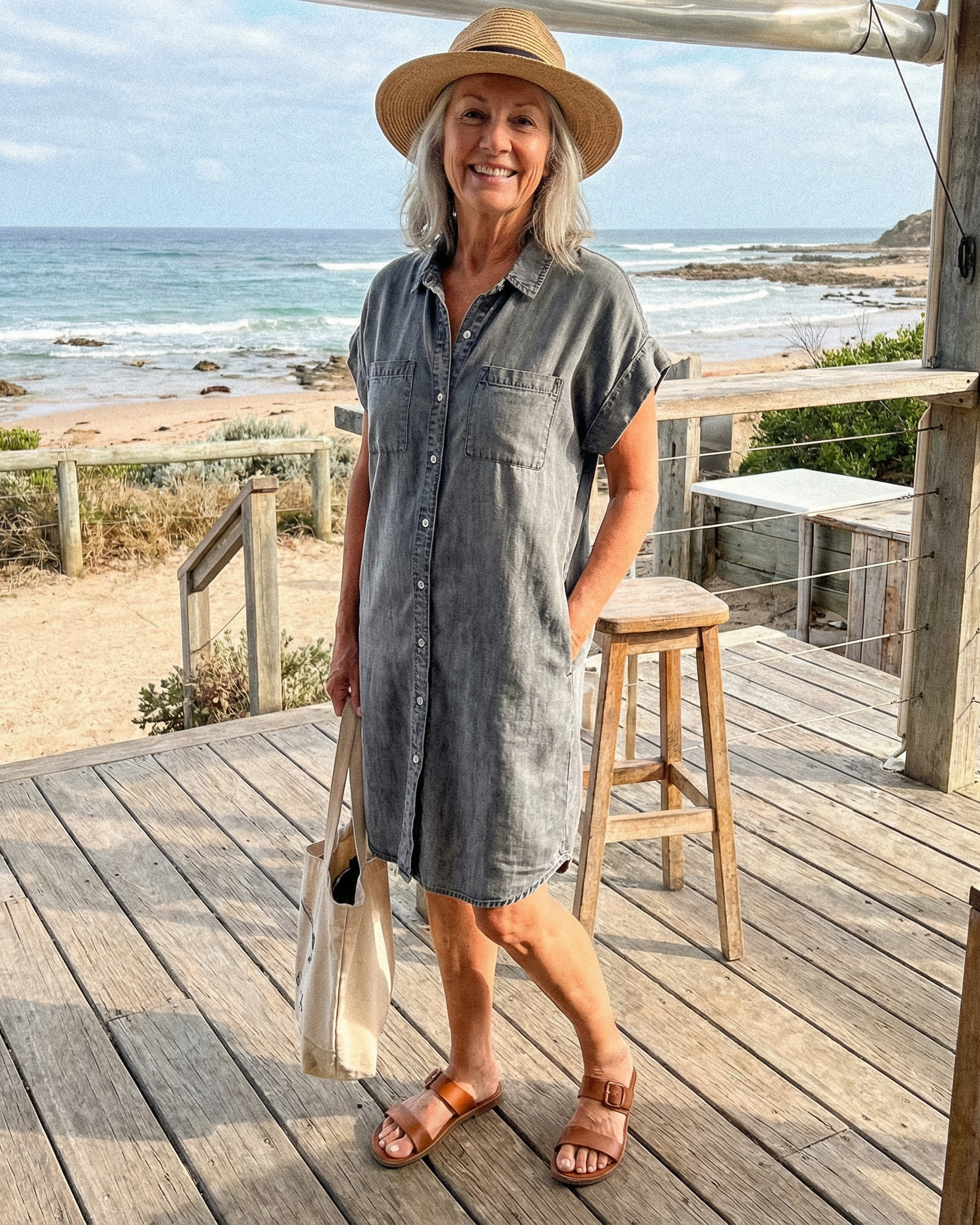 Bondi™ Casual Denim Print Dress — Effortless Everyday Style