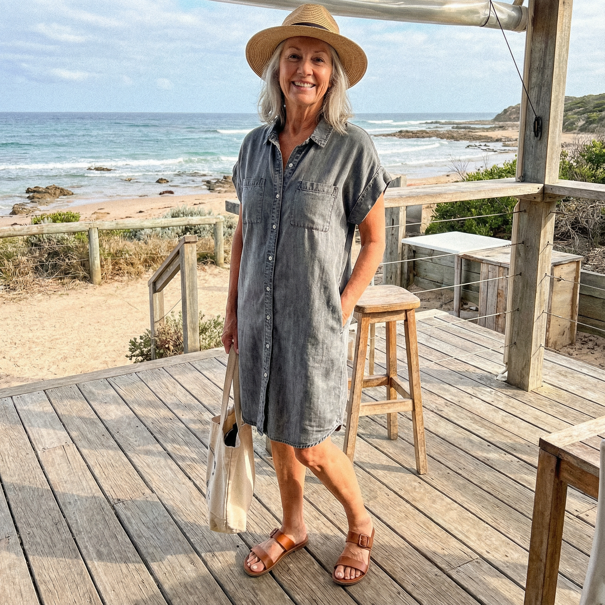 Bondi™ Casual Denim Print Dress — Effortless Everyday Style