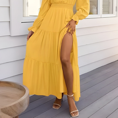 Boho Off-Shoulder Maxi Dress – Effortless, Flowing Bohemian Style