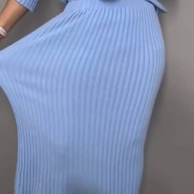 Debora Knit Set with Ribbed Skirt – Cozy, Chic, and Effortless