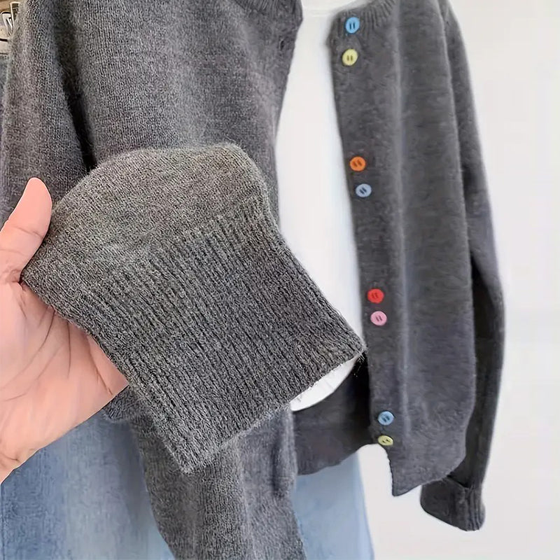 Relaxed-Fit Solid-Color Long-Sleeve Cardigan