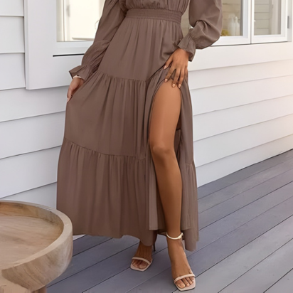 Boho Off-Shoulder Maxi Dress – Effortless, Flowing Bohemian Style