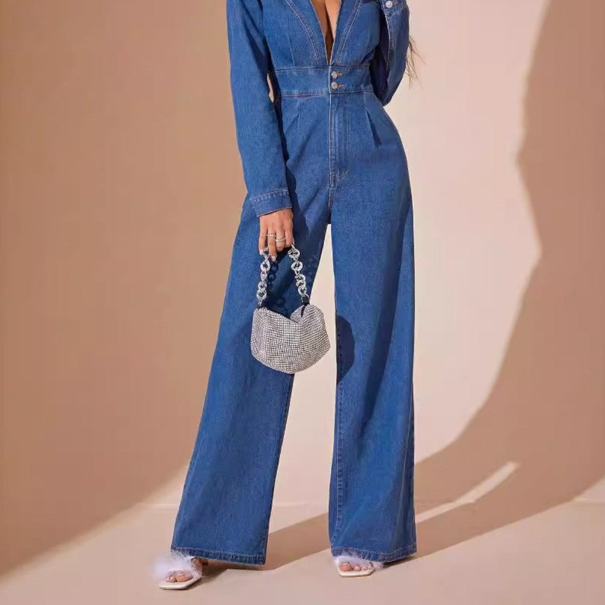 Women's Remi Long-Sleeve Denim Jumpsuit – Effortless Casual Chic
