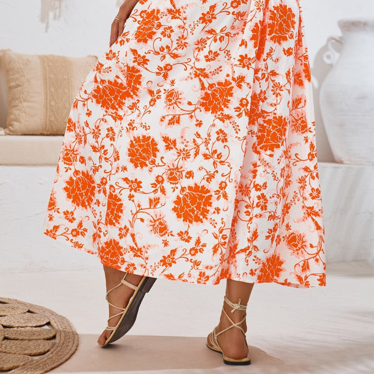 Women's Floral Midi Skirt - Lightweight Summer Essential