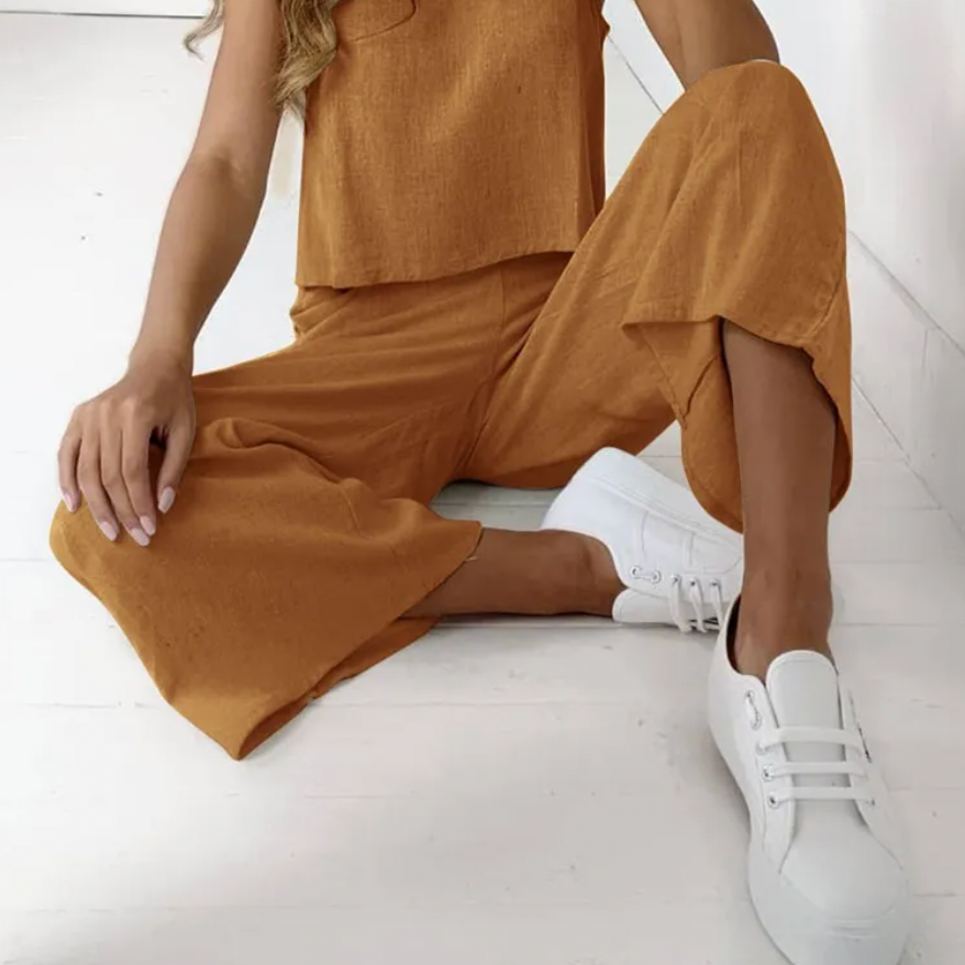 Women's Summer Two-Piece Set: Lightweight Top & Casual Pants