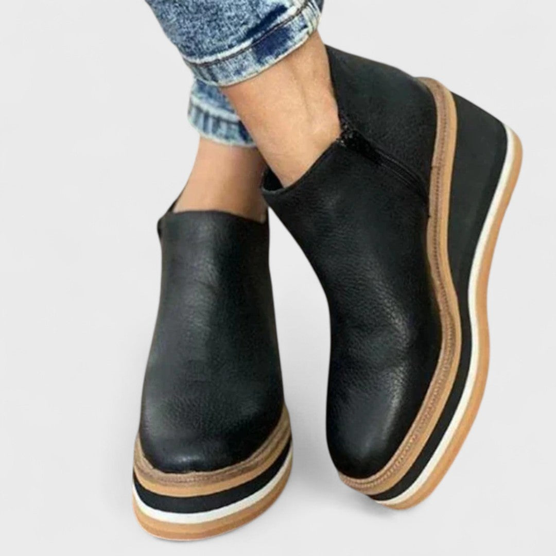 Sandra Platform Slip-On Ankle Boots – Sleek Elevation for Everyday Wear