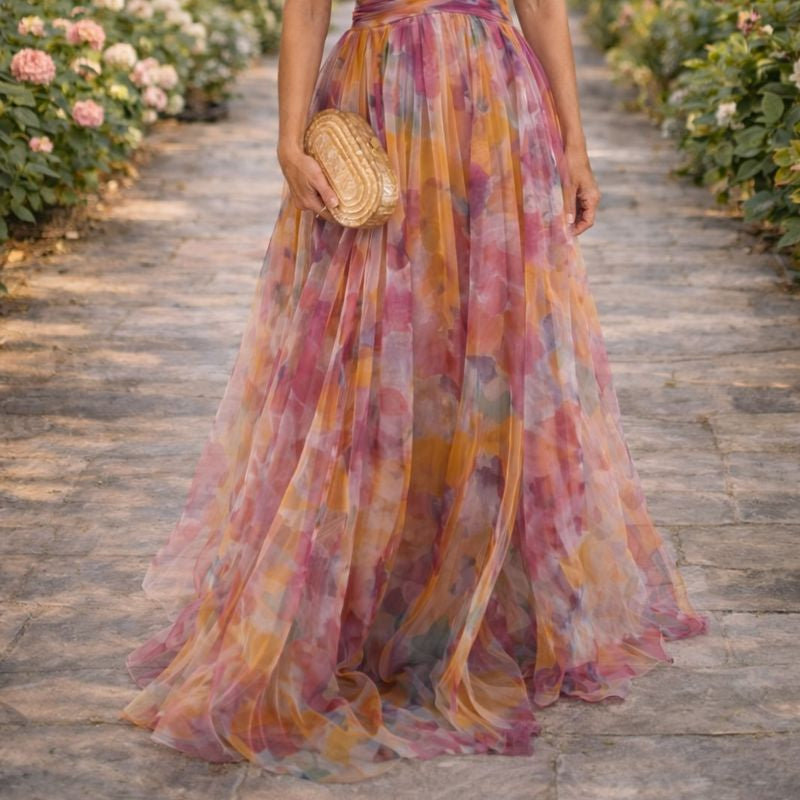 Giselle™ Floral Maxi Dress – Elegant, Flowing Silhouette with Bold Florals