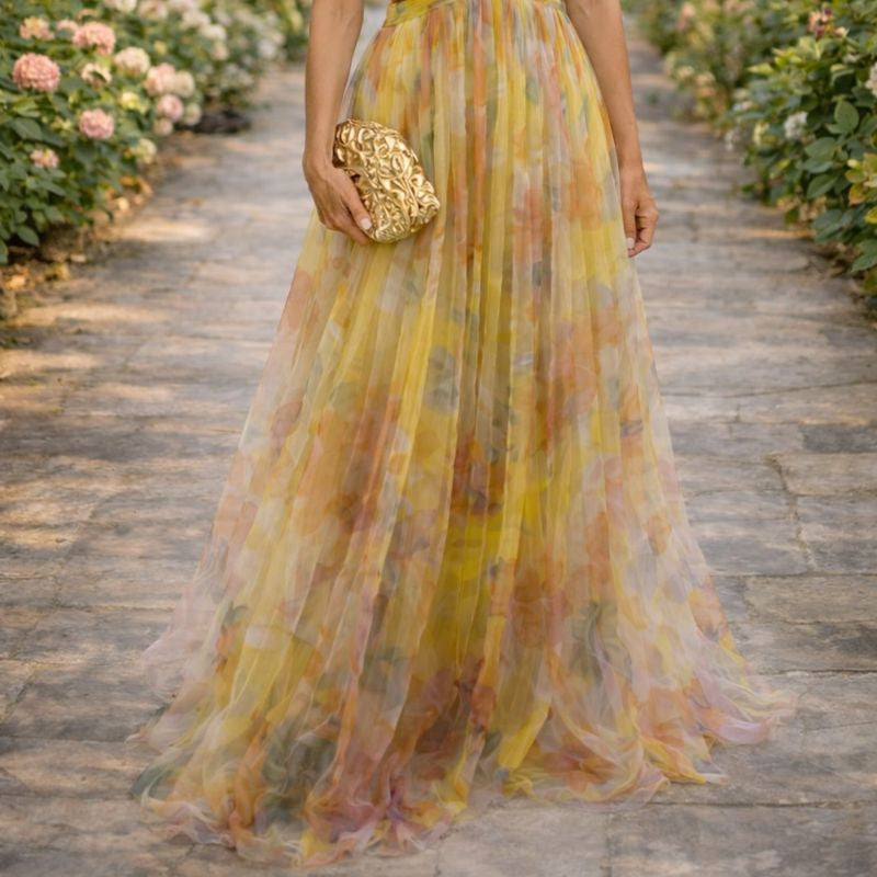 Giselle™ Floral Maxi Dress – Elegant, Flowing Silhouette with Bold Florals