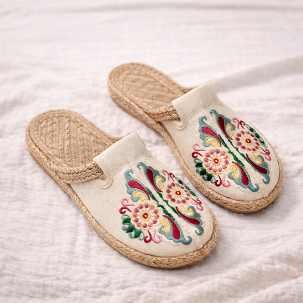 Women's Chloe Embroidered Slide Sandals — Elegant, Everyday Slip-On