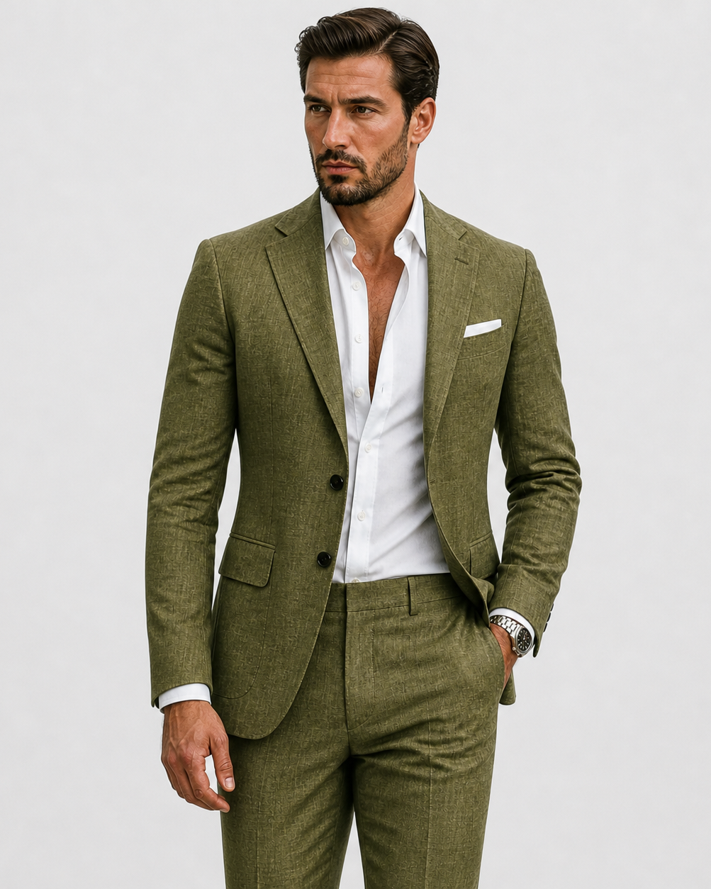 Herre Linnedjakkesæt Slim-Fit - Sommerlig Elegance - - Suits - {{ product_tags }