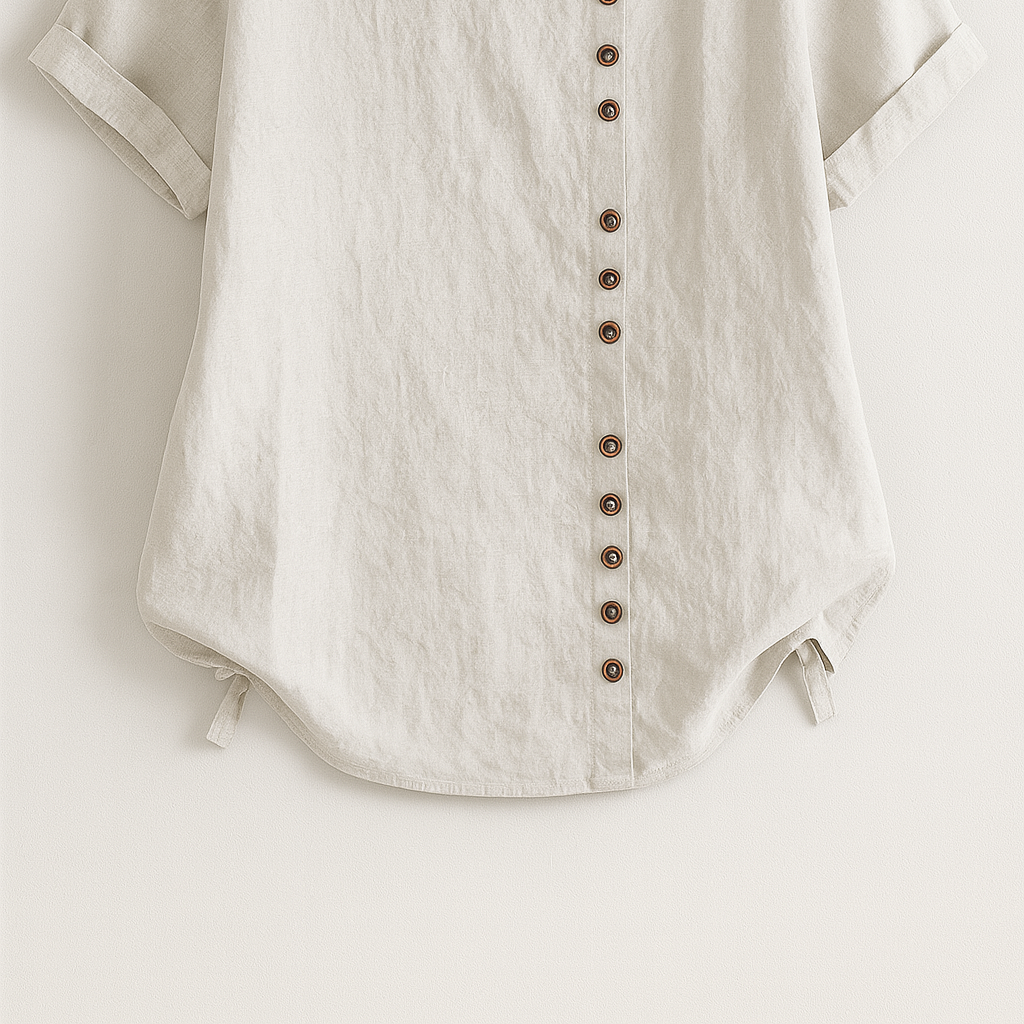 Ladies' Linen Button-Front Blouse - Lightweight, Breathable and Elegant