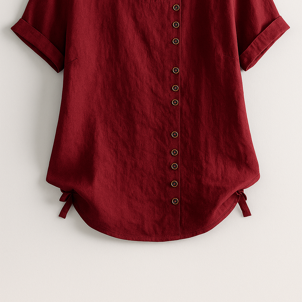 Ladies' Linen Button-Front Blouse - Lightweight, Breathable and Elegant