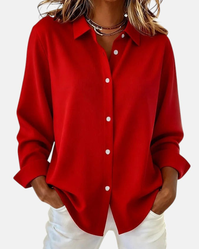 Celia – Sophisticated Button-Front Blouse for Effortless Elegance