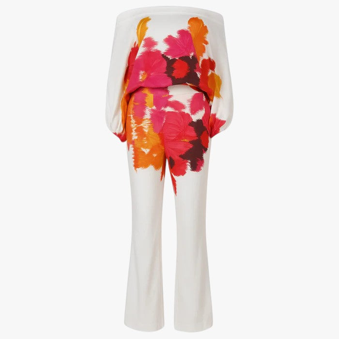 Jane | Kvinders Elegant Blomsterprint Bred Ben Dragt - Fuchsia - Kvinders tøj - {{ product_tags }