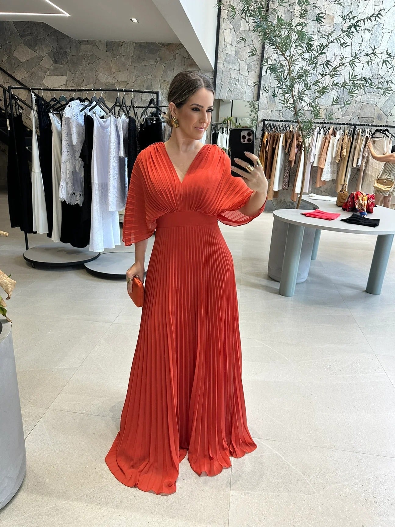 Bold, Vibrant Pleated Maxi Dress