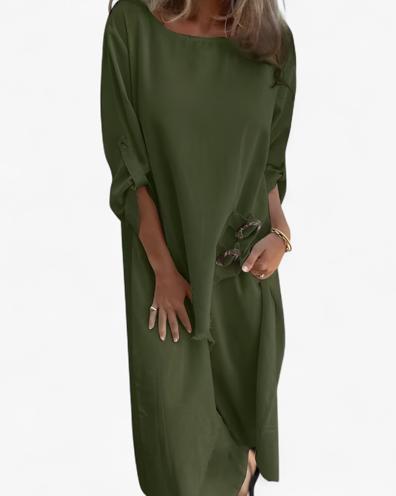Mia | Kvinders bomulds- og linned-outfitsæt - Grøn - Kjoler - {{ product_tags }