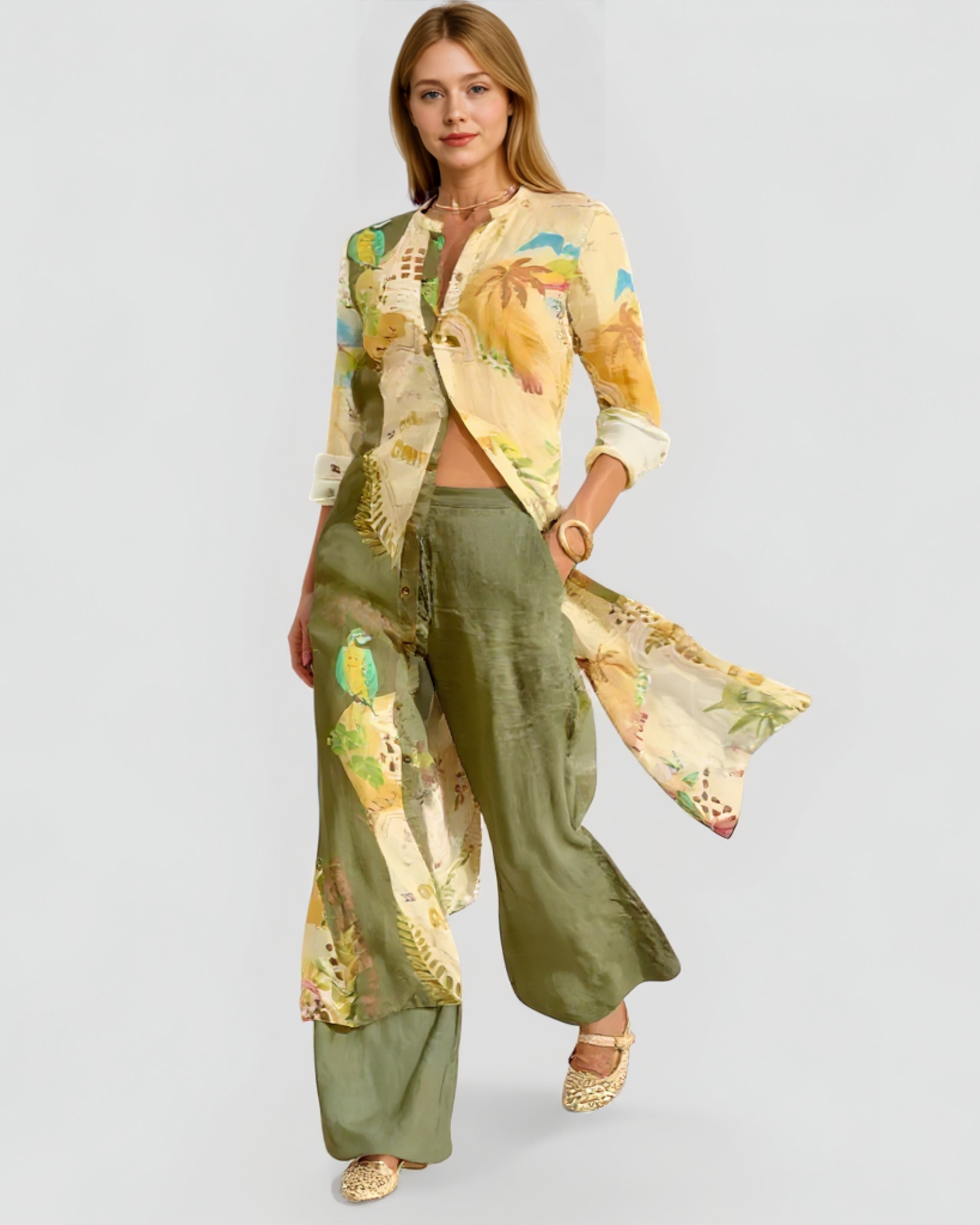 Delfina | Kvinders Elegant Linned Sommer Sæt - - Tøj sæt - {{ product_tags }