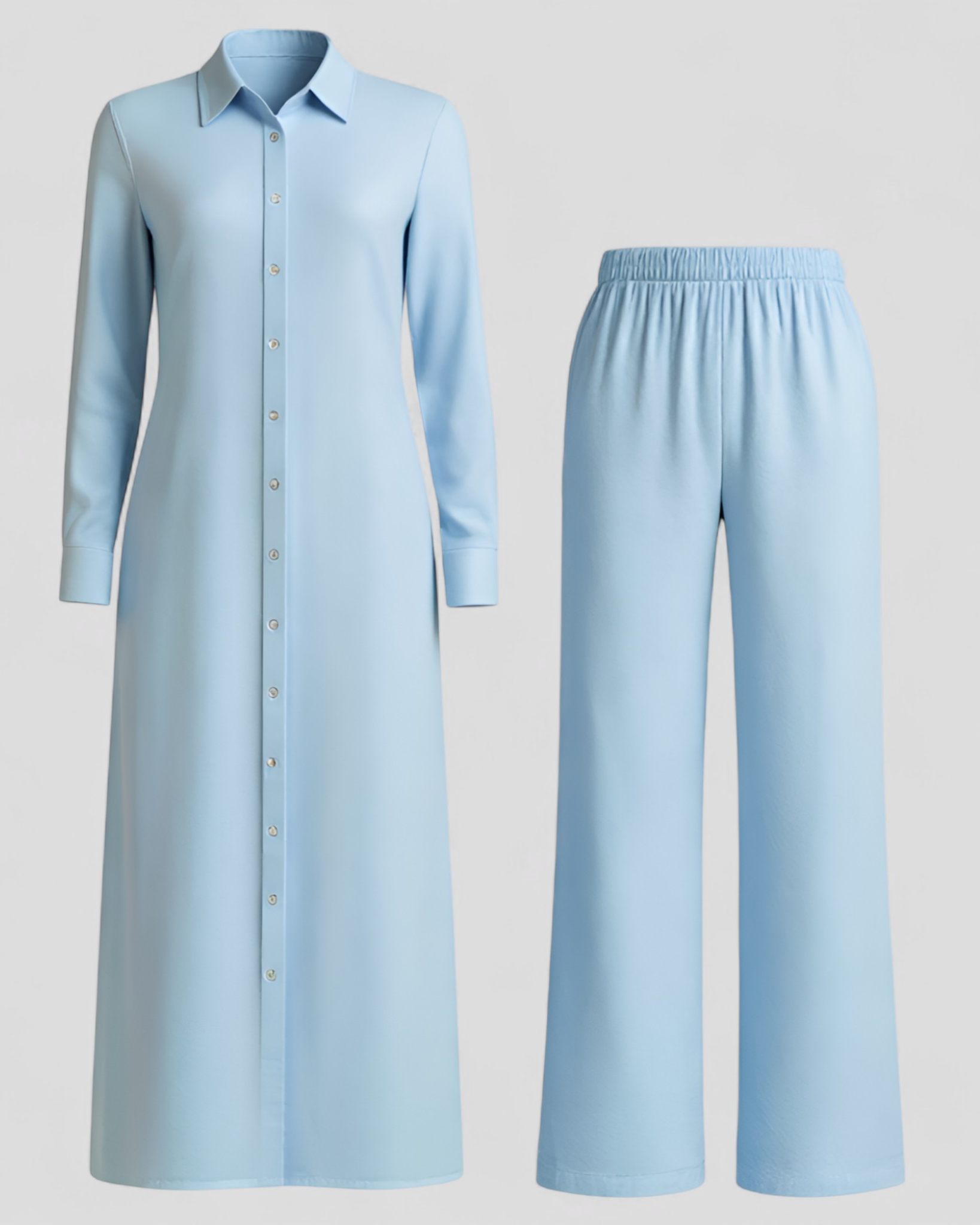 Valeria | Kvinders Elegant Sommer Sæt med Blusekjole og Bukser - Blå - Kvinders tøj - {{ product_tags }