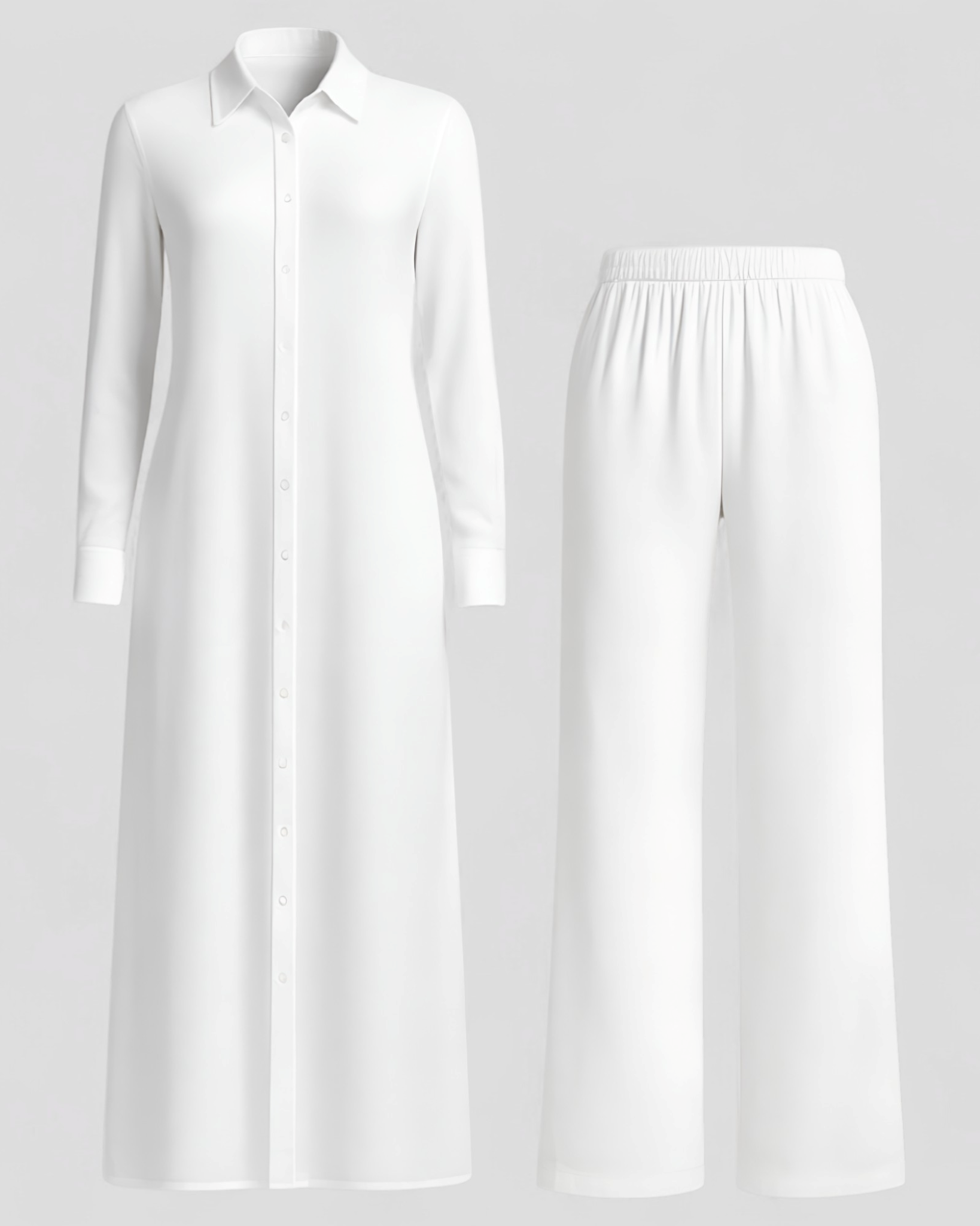 Valeria | Kvinders Elegant Sommer Sæt med Blusekjole og Bukser - Hvid - Kvinders tøj - {{ product_tags }