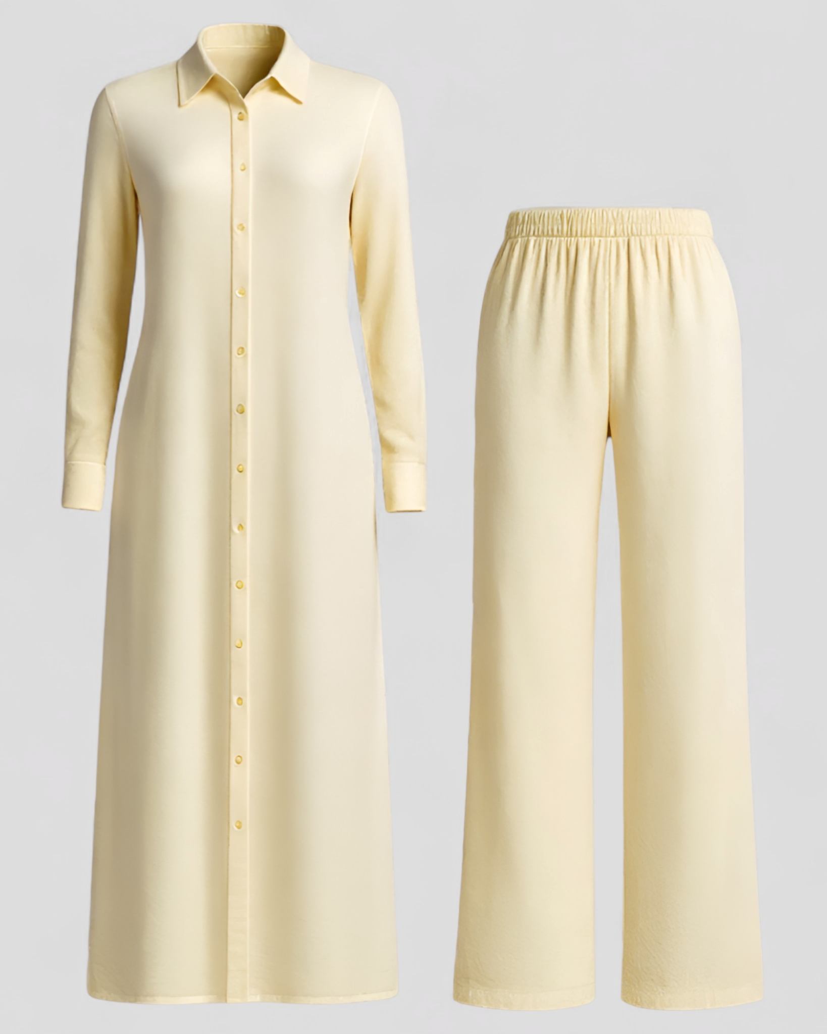 Valeria | Kvinders Elegant Sommer Sæt med Blusekjole og Bukser - Gul - Kvinders tøj - {{ product_tags }