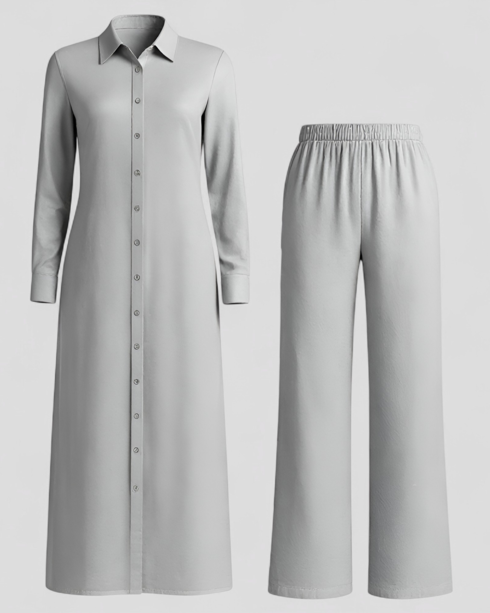 Valeria | Kvinders Elegant Sommer Sæt med Blusekjole og Bukser - Grå - Kvinders tøj - {{ product_tags }