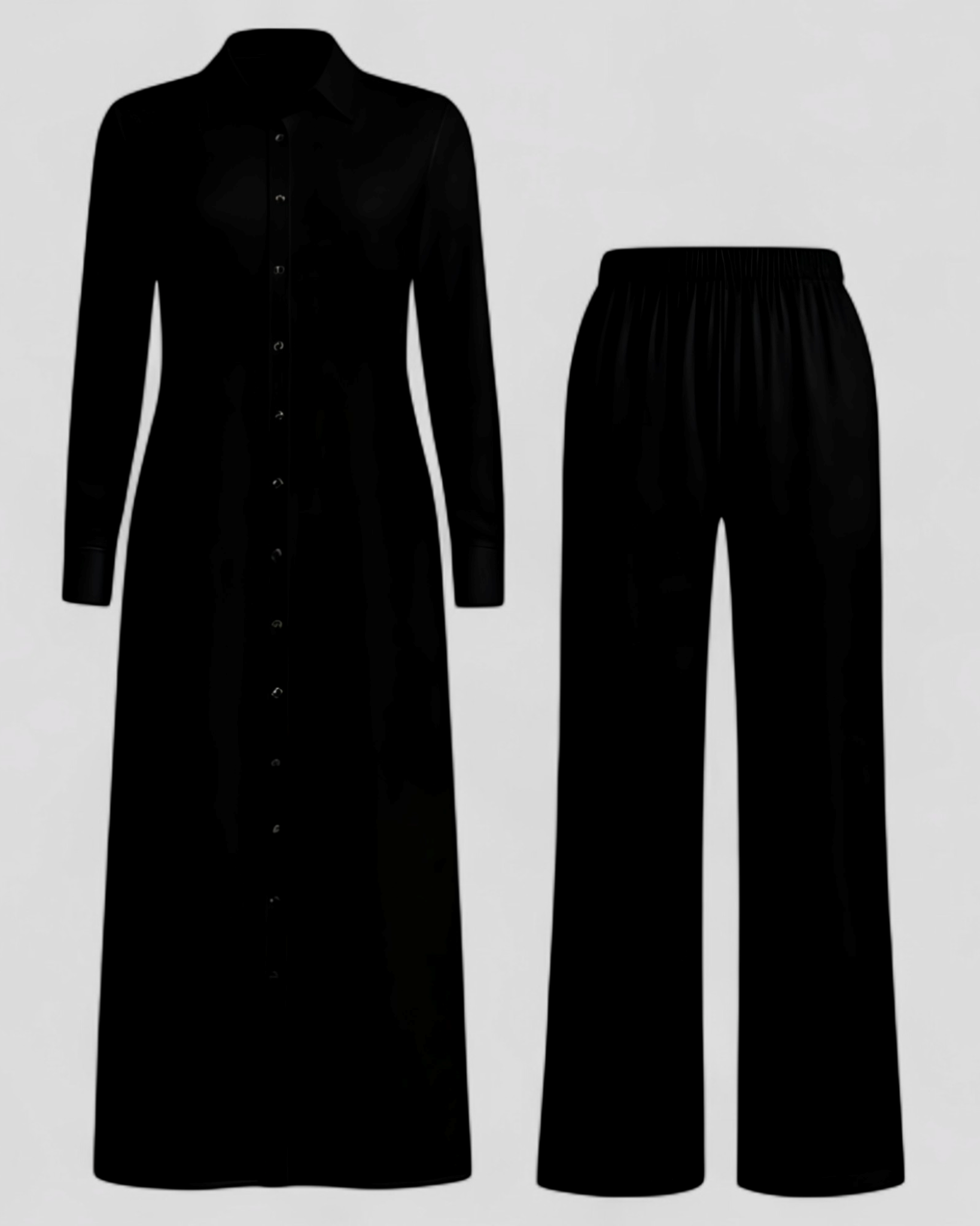 Valeria | Kvinders Elegant Sommer Sæt med Blusekjole og Bukser - Sort - Kvinders tøj - {{ product_tags }