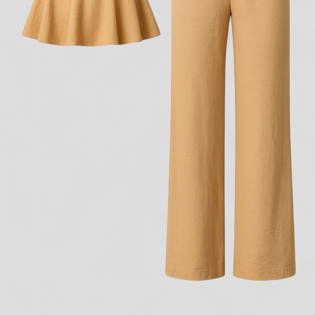 Marsilia | Kvinders Komfortable Sæt med Bukser og Top - Beige - Kvinders sæt - {{ product_tags }