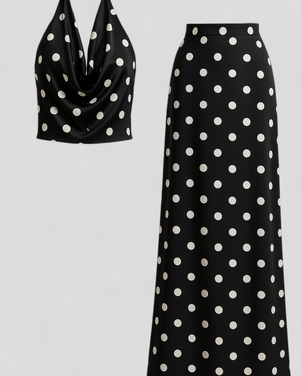 Agnesia | Kvinders Polka Dot To-delt Sæt - Sort - Kvinders sæt - {{ product_tags }